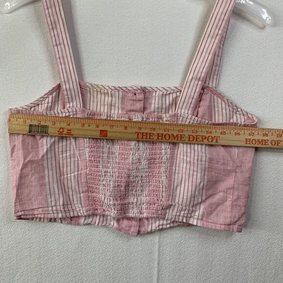 Tommy Jeans Crop Top Women 14 Pink White Sleeveless Hilfiger Logo Preppy Summer - Picture 4 of 15